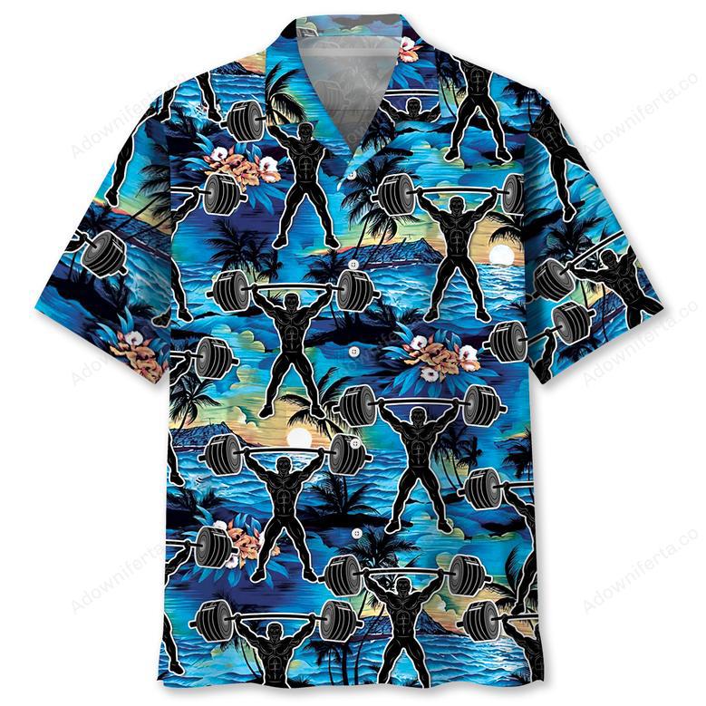 Weight Lifting Gym Tropical Hawaiian Shirt