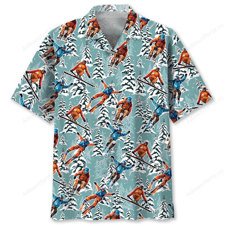 Winter Skiing Hawaiian Shirt Men