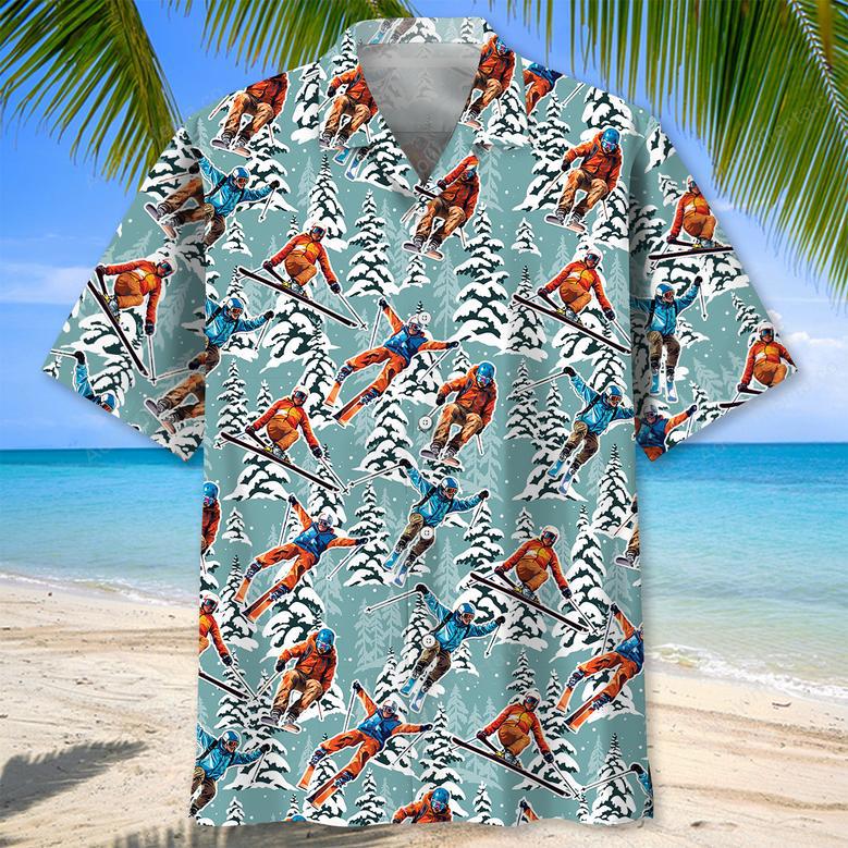 Winter Skiing Hawaiian Shirt Men