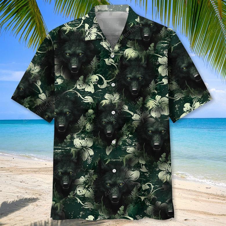 Wolf And The Darkness Of Jungle Hawaiian Shirt