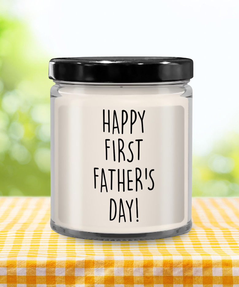 Happy First Father's Day Candle 9 Oz Vanilla Scented Soy Wax Blend Candles Funny Gift