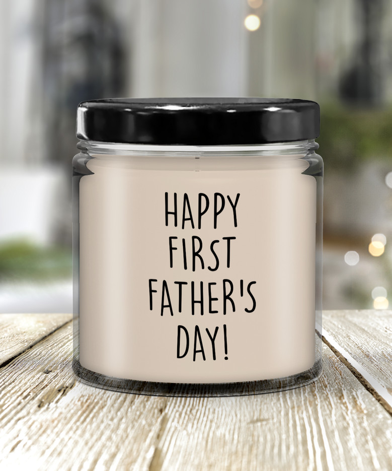 Happy First Father's Day Candle 9 Oz Vanilla Scented Soy Wax Blend Candles Funny Gift