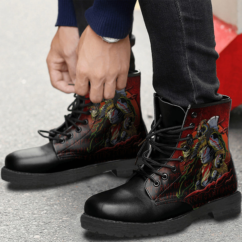 Samurai Viking Warrior Ronin Berserk Armor Axe Leather Boots - Monsterry