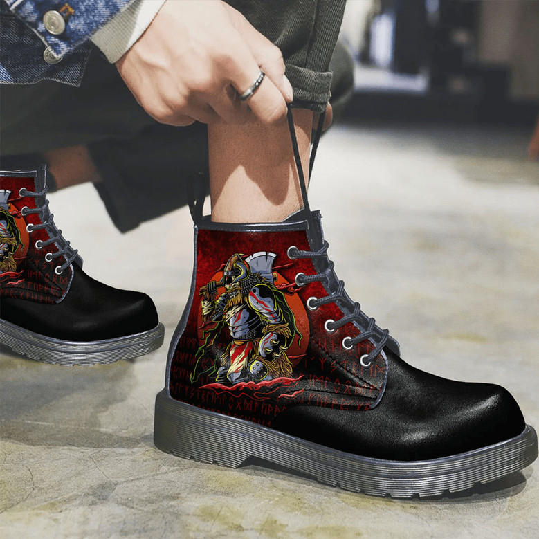 Samurai Viking Warrior Ronin Berserk Armor Axe Leather Boots - Monsterry