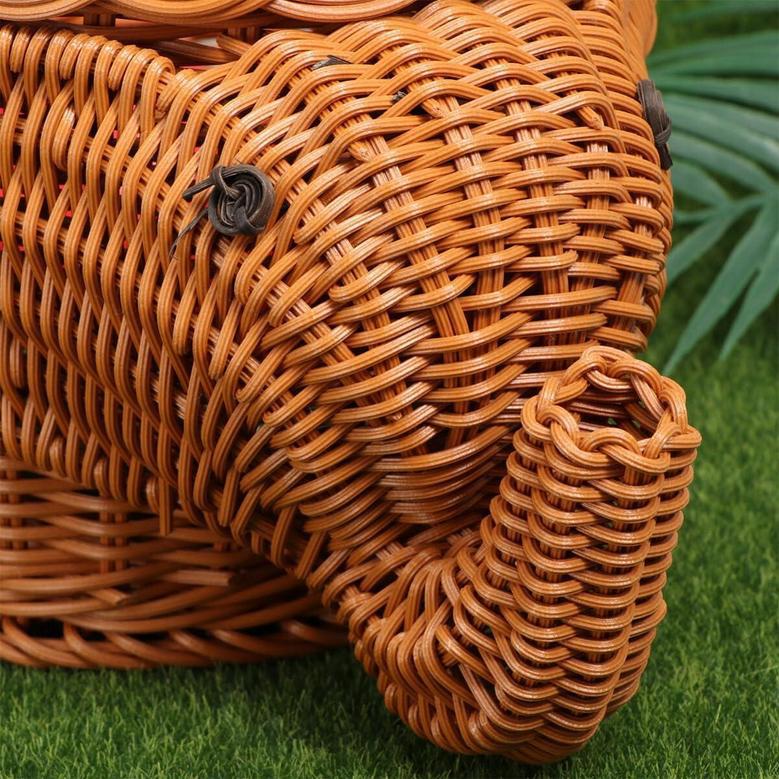 Cute Elephant Rattan Basket for Nursery Storage and Decoration