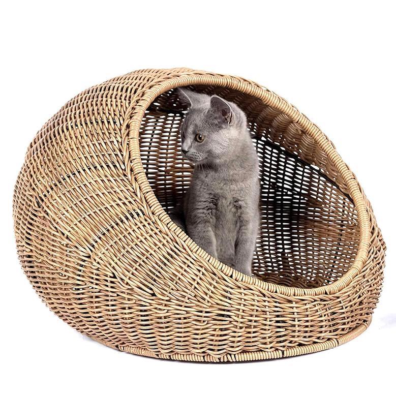 Deep Gold Honey Rattan Wicker Storage Basket with Handle