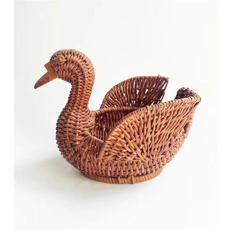 Handmade Rattan Wicker Animal Baskets for Home Decor