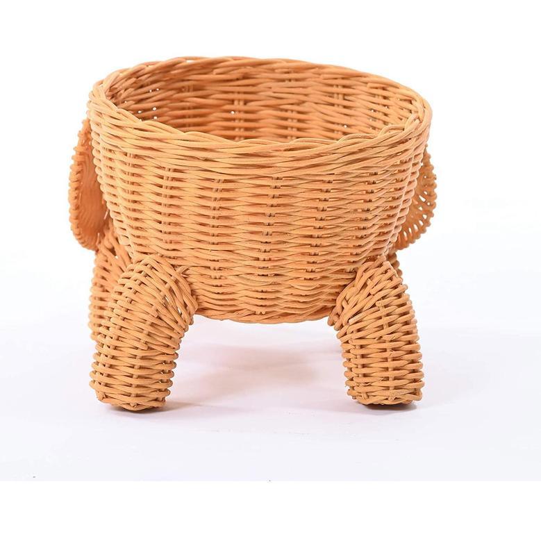 Natural Rattan Elephant Basket for Vintage Home Decoration