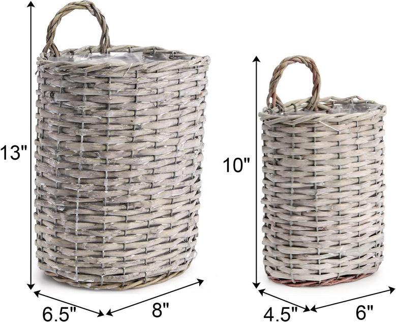 Set of 2 Farmhouse Wicker Wall Hanging Baskets for Decor