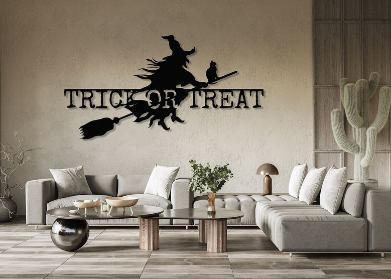 Trick or Treat Sign, Halloween Gift, Metal Sign, Outdoor Metal Sign