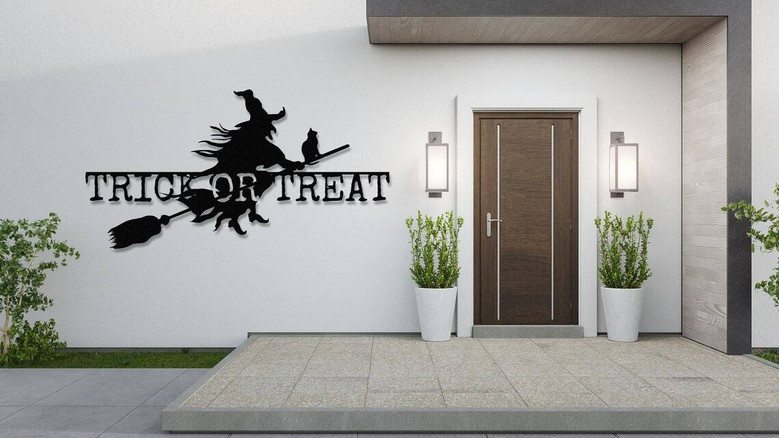 Trick or Treat Sign, Halloween Gift, Metal Sign, Outdoor Metal Sign