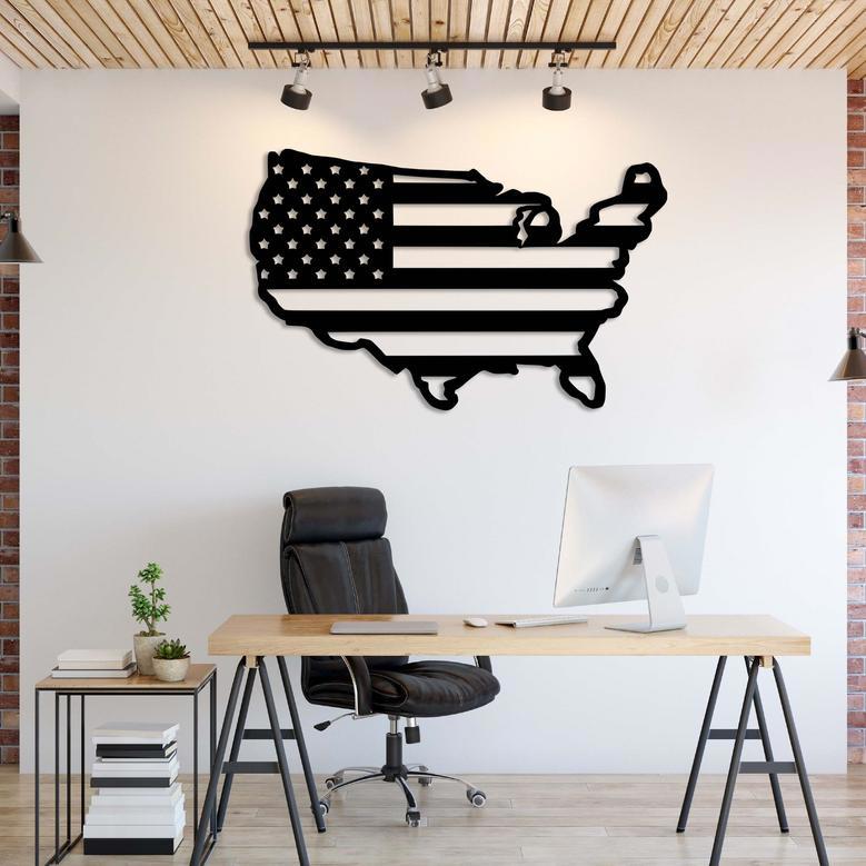 Patriotic American Flag Metal Wall Art for Home Décor