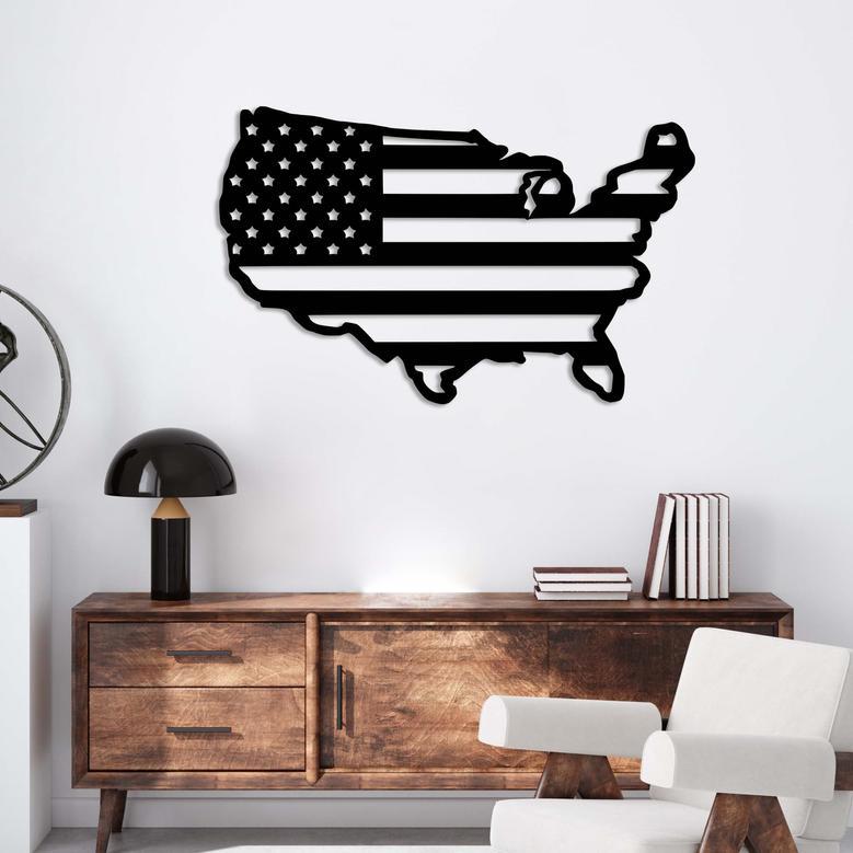 Patriotic American Flag Metal Wall Art for Home Décor