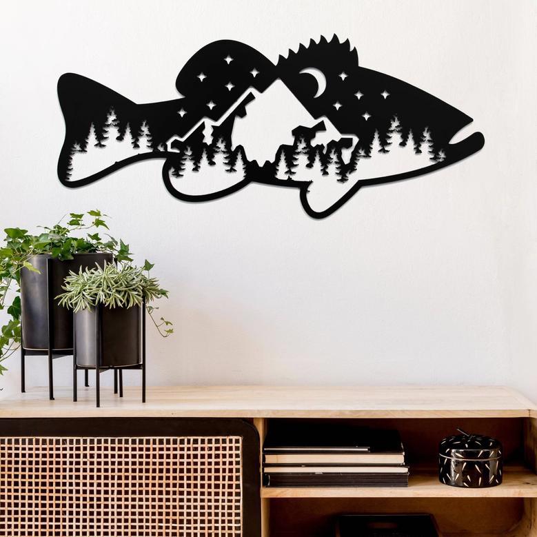 Custom Bass Fish Metal Wall Art for Home Decor