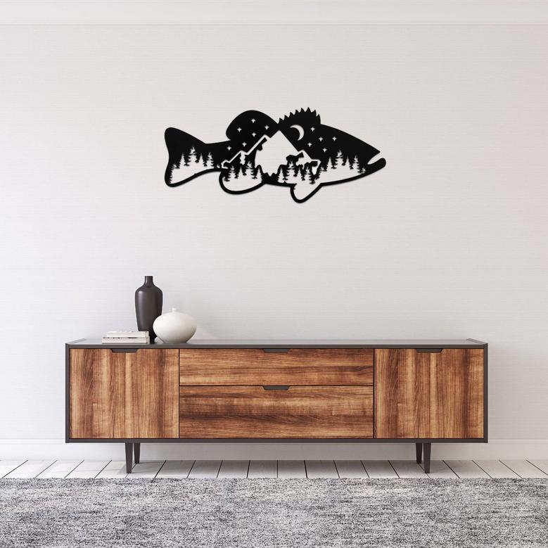 Custom Bass Fish Metal Wall Art for Home Decor