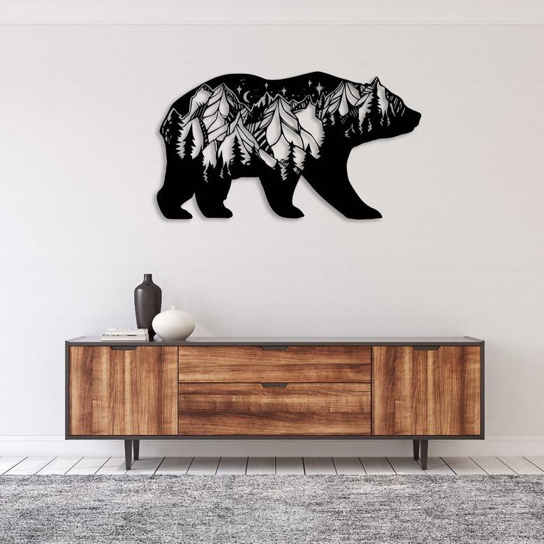 Nature-Inspired Bear Mountain Metal Wall Art for Home Decor