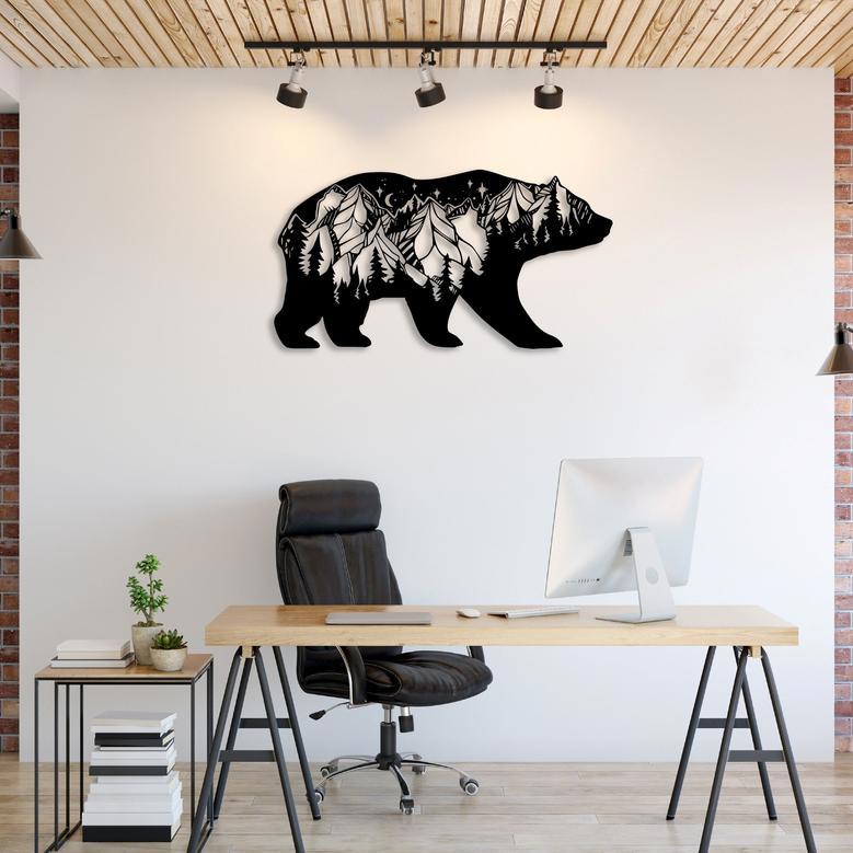 Nature-Inspired Bear Mountain Metal Wall Art for Home Decor