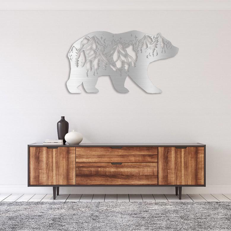 Nature-Inspired Bear Mountain Metal Wall Art for Home Decor