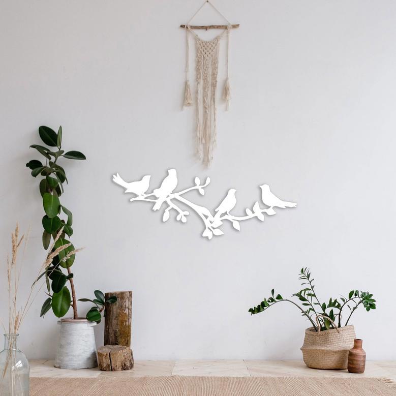 Birds on Tree Branch Metal Wall Art for Home Décor