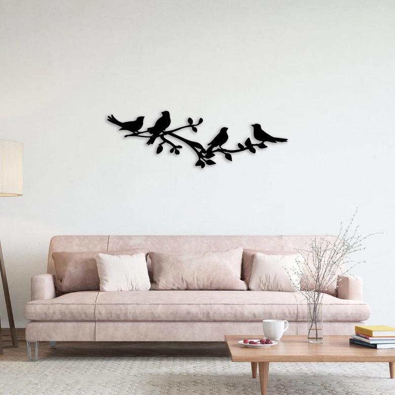 Birds on Tree Branch Metal Wall Art for Home Décor