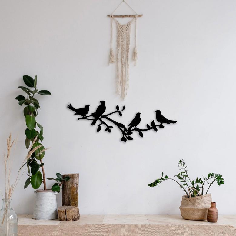 Birds on Tree Branch Metal Wall Art for Home Décor