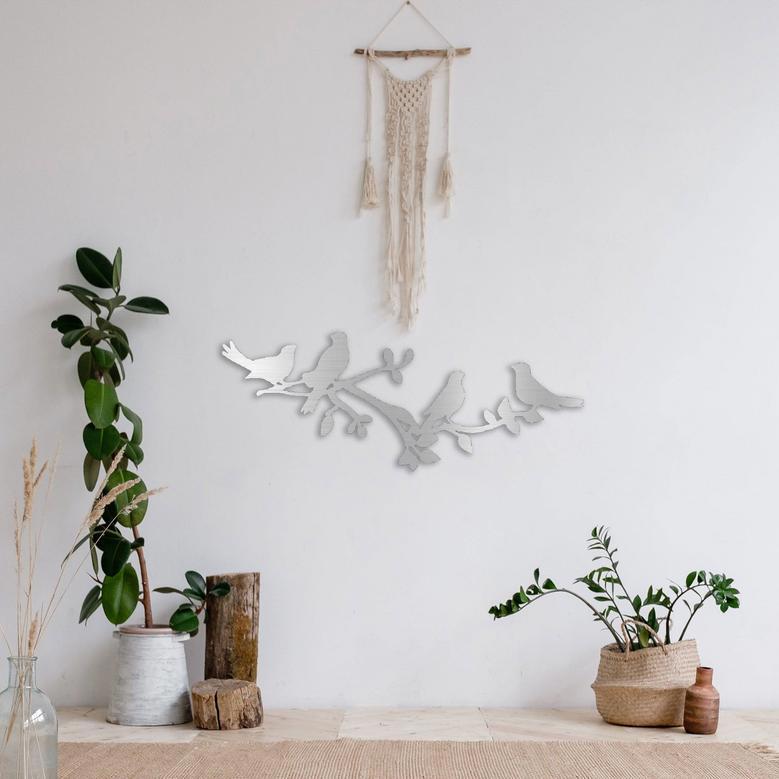 Birds on Tree Branch Metal Wall Art for Home Décor