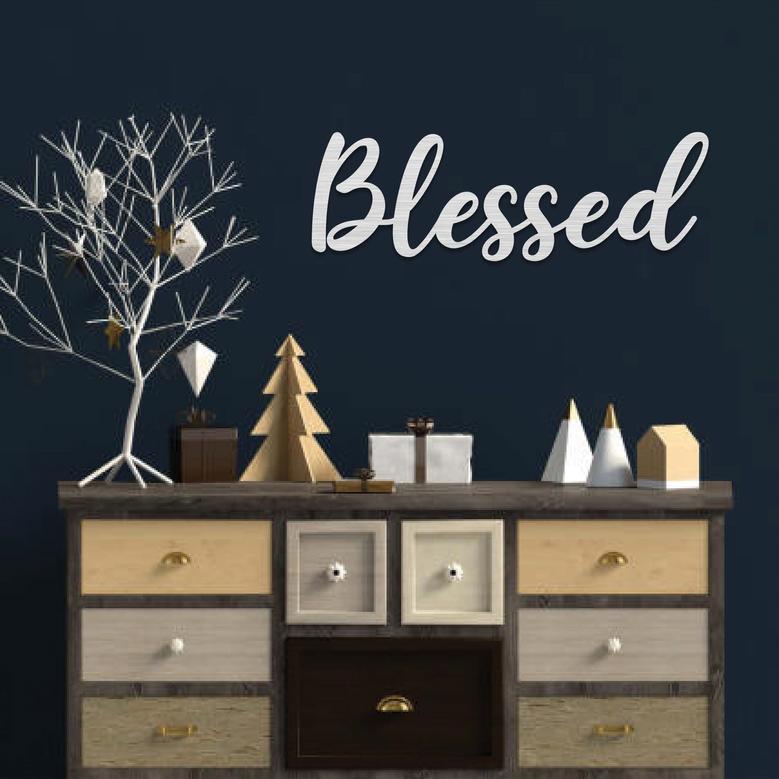 Blessed Script Metal Wall Art for Stylish Home Décor