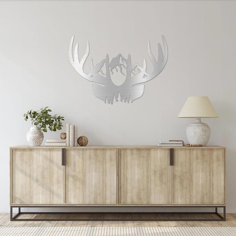 Rustic Deer Antlers Metal Wall Art for Home Decor