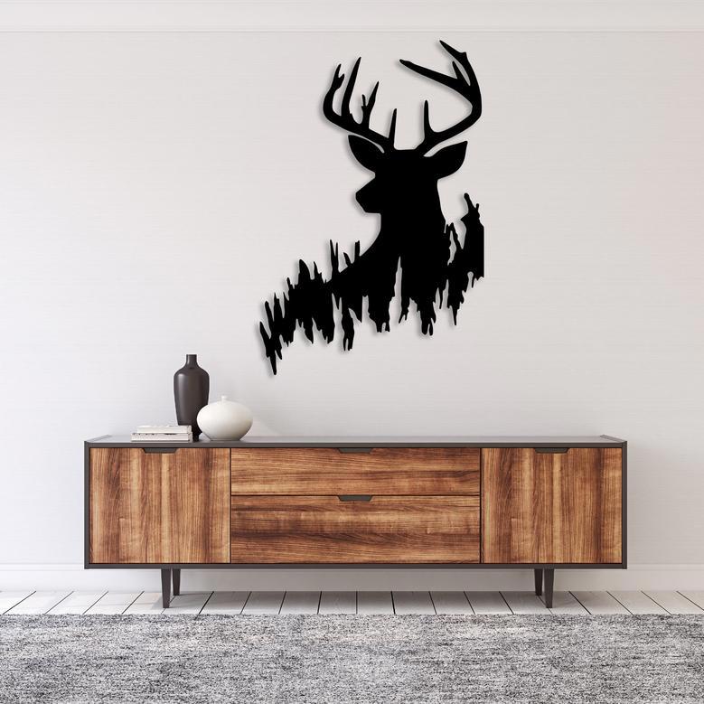 Deer in the Woods Metal Wall Art for Rustic Home Décor