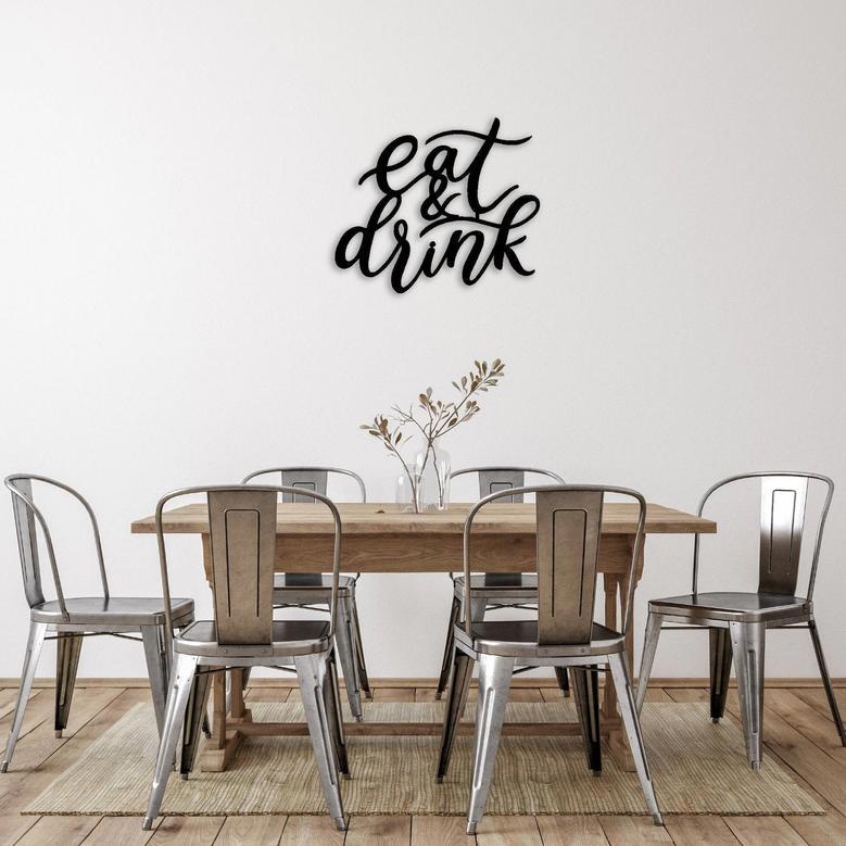 Eat and Drink Metal Wall Art for Dining Room Decoration