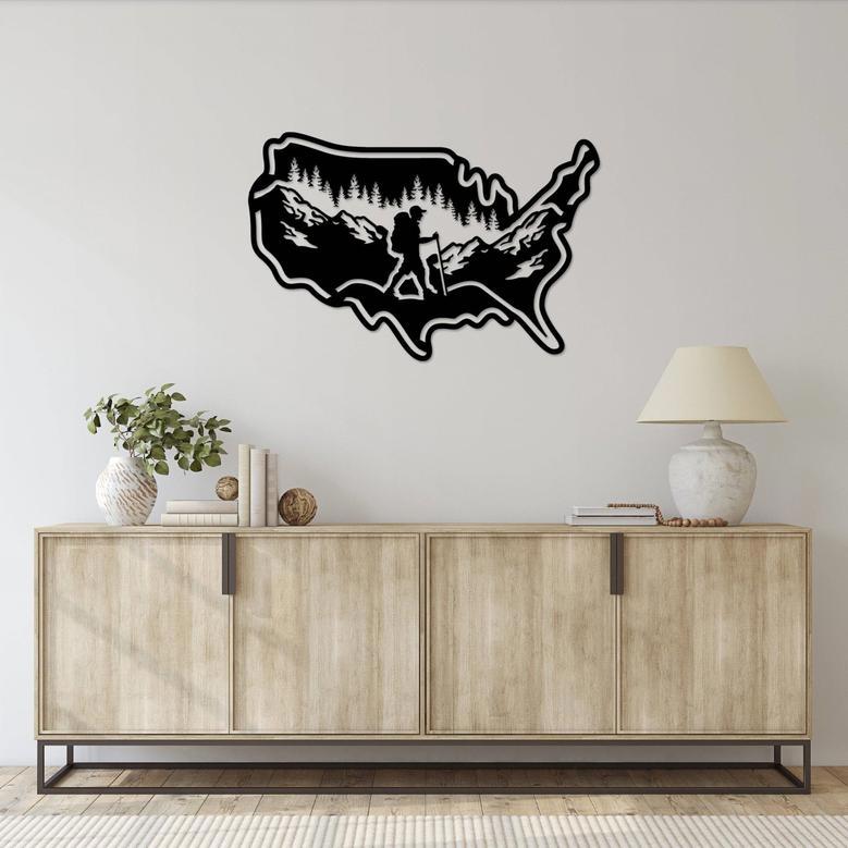 Personalized Hiking USA Metal Wall Art - Unique Outdoor Decor