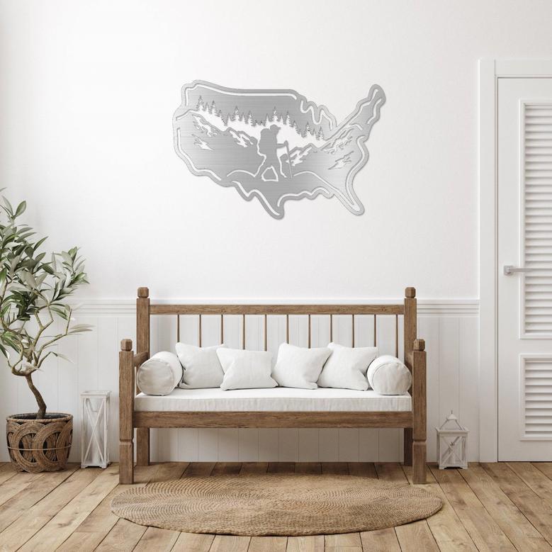 Personalized Hiking USA Metal Wall Art - Unique Outdoor Decor