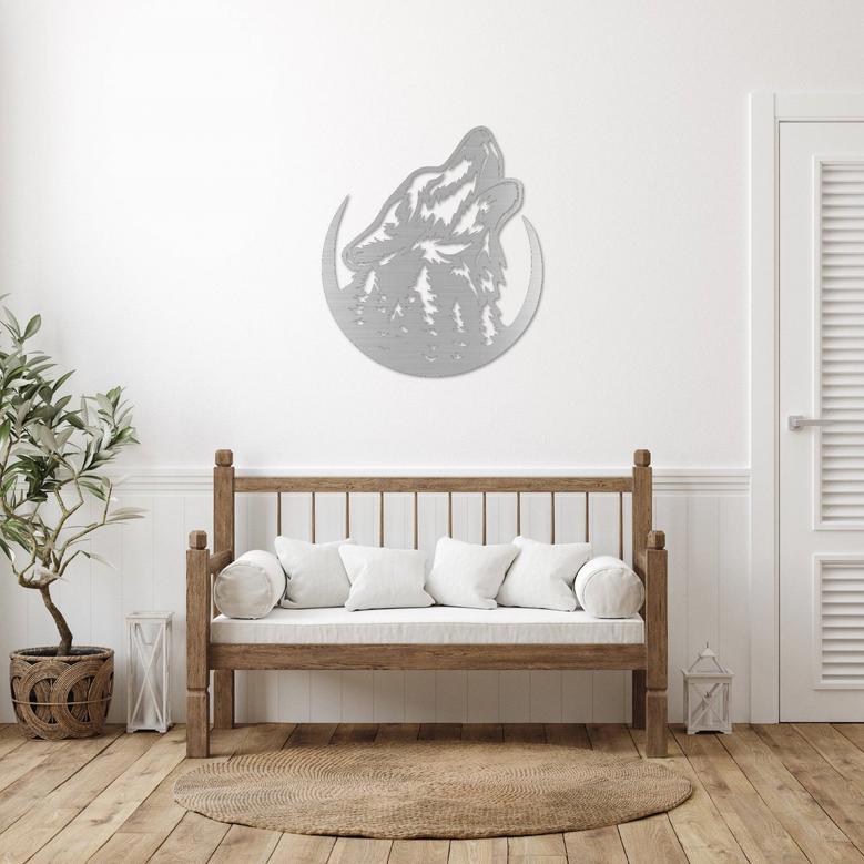 Howling Wolf Metal Wall Art - Rustic Home Decor