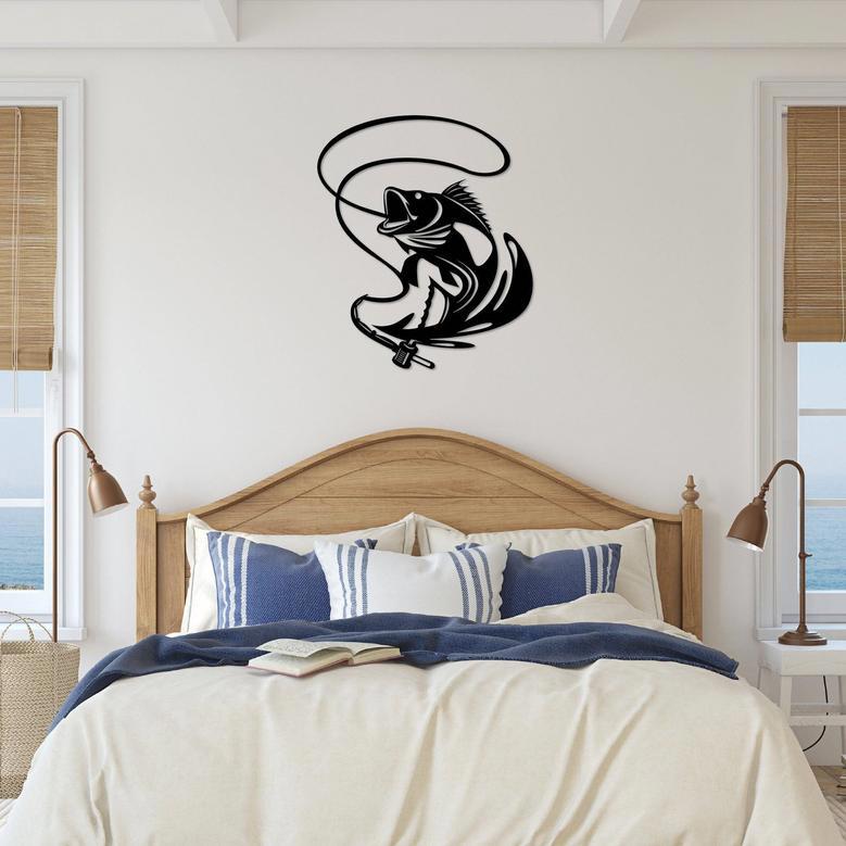 Fishing-Themed Jumping Walleye Metal Wall Art for Home Decor