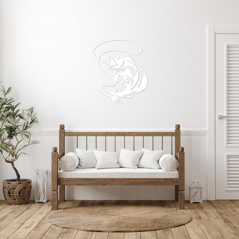 Fishing-Themed Jumping Walleye Metal Wall Art for Home Decor