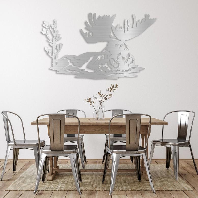 Laying Moose Metal Wall Art for Rustic Home Decor