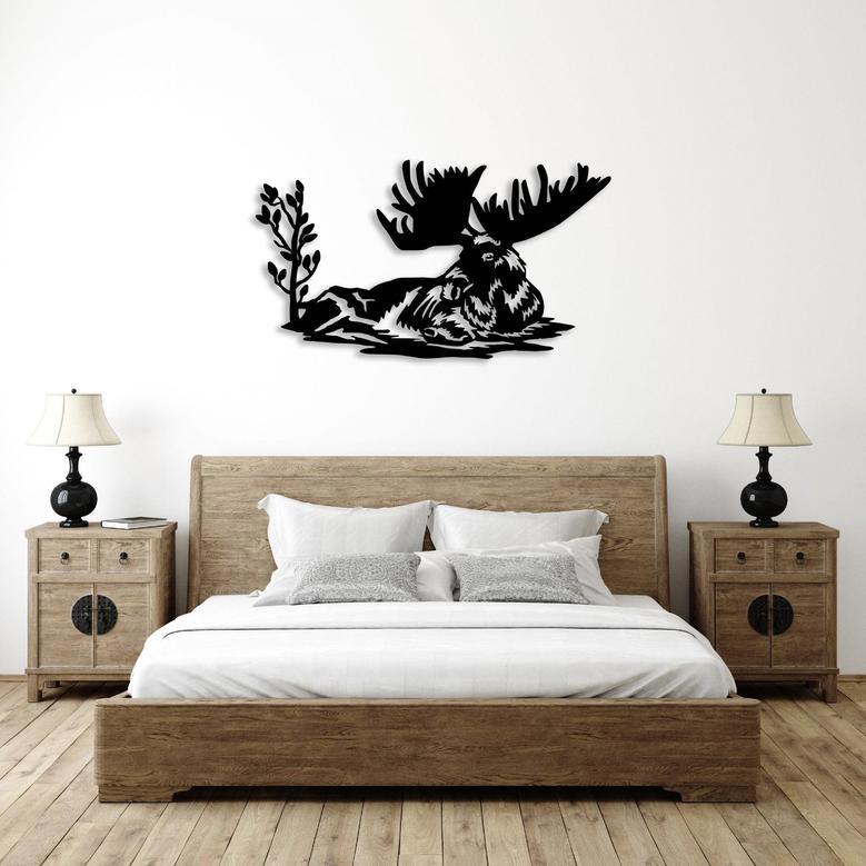 Laying Moose Metal Wall Art for Rustic Home Decor