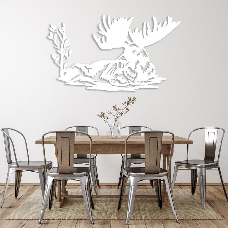 Laying Moose Metal Wall Art for Rustic Home Decor