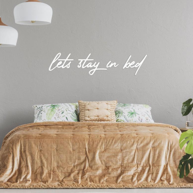 Lets Stay In Bed Metal Wall Art - Bedroom Wall Decor