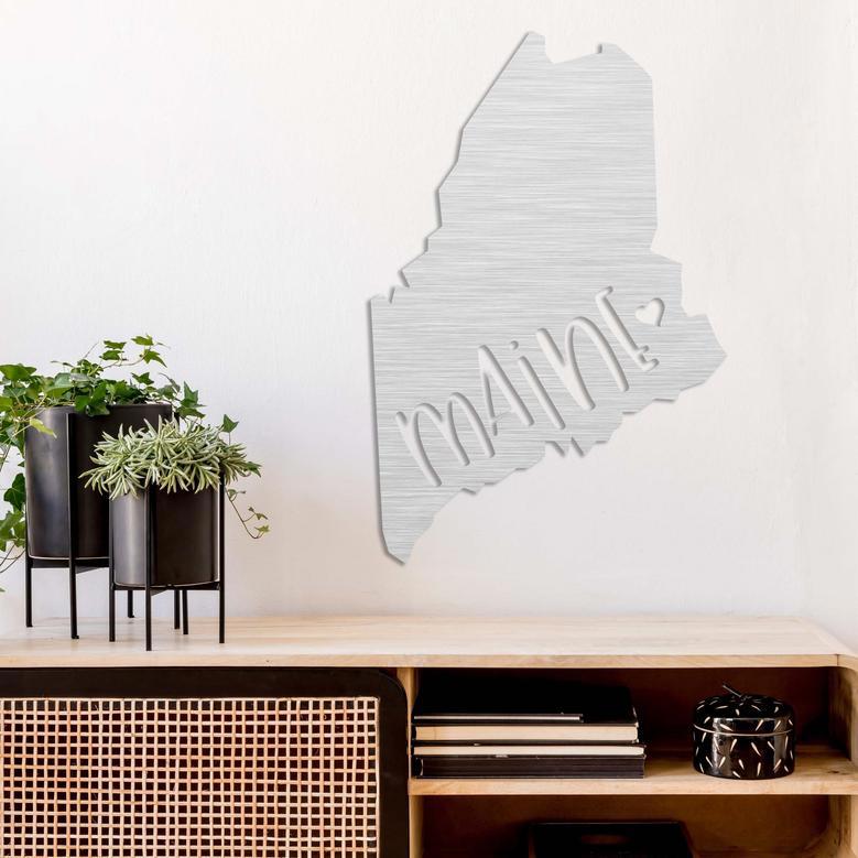 Personalized Maine Love Metal Wall Art - State Themed Home Decor