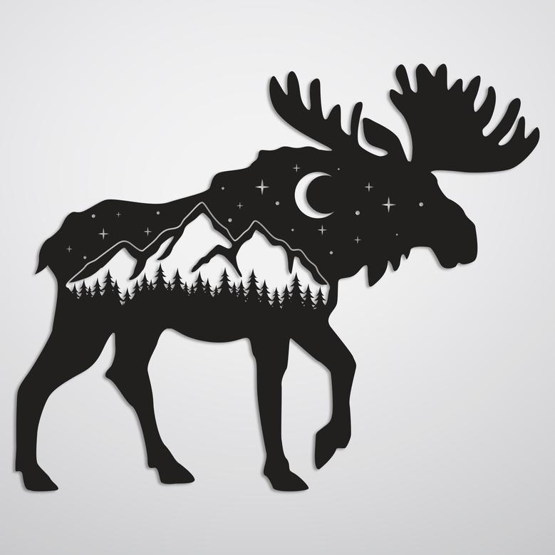 Rustic Moose Metal Wall Art for Home Decor