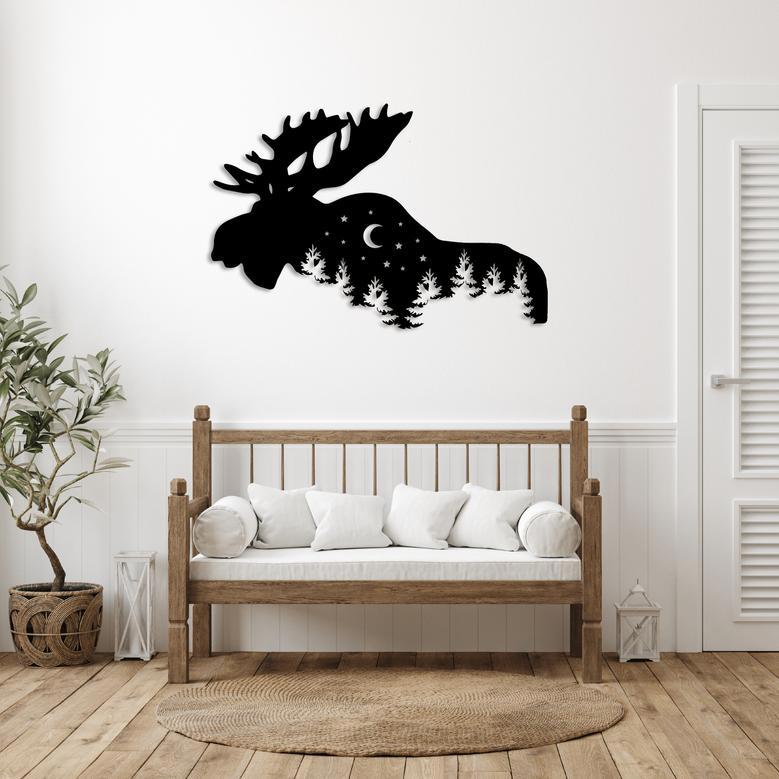 Rustic Moose Metal Wall Art for Home Décor