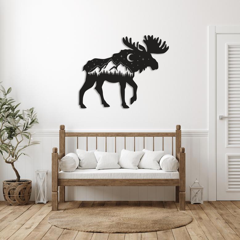 Rustic Moose Metal Wall Art for Home Decor