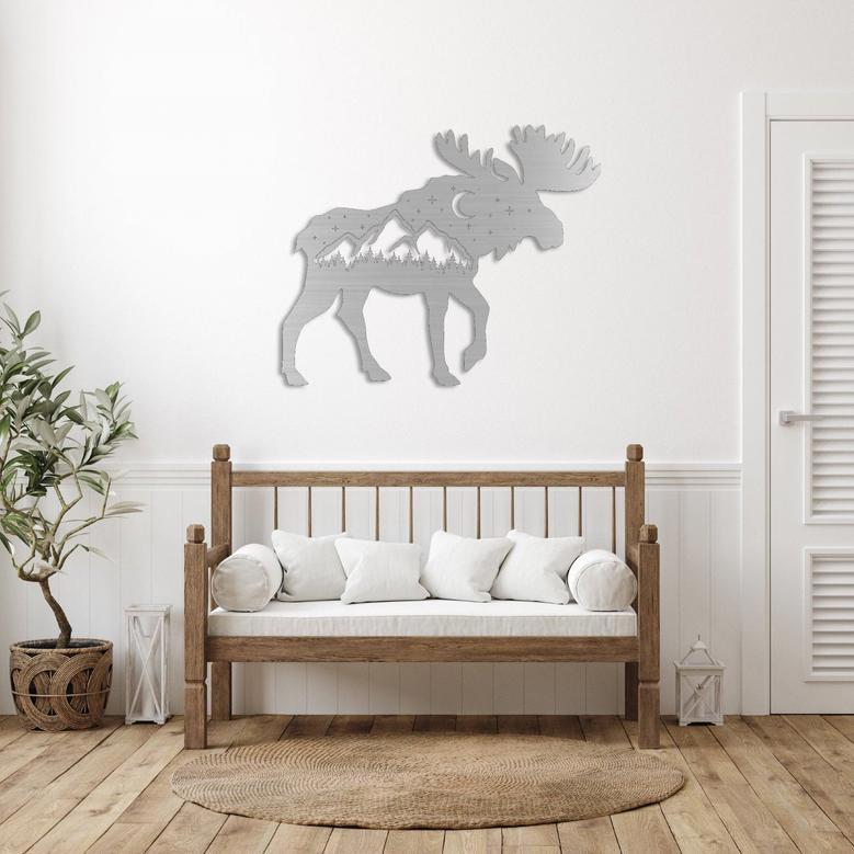 Rustic Moose Metal Wall Art for Home Decor