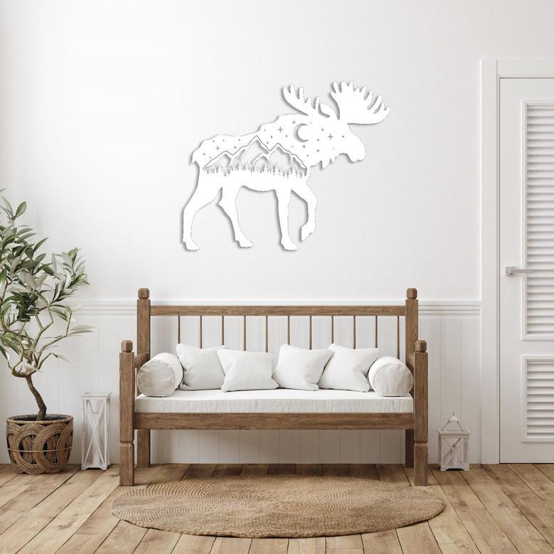 Rustic Moose Metal Wall Art for Home Decor