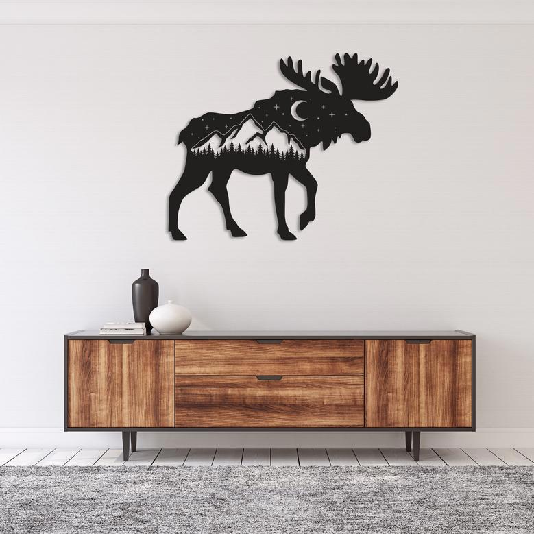 Rustic Moose Metal Wall Art for Home Decor