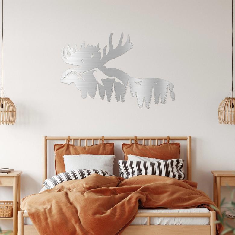 Rustic Moose Mountain Metal Wall Art for Home Wall Decor