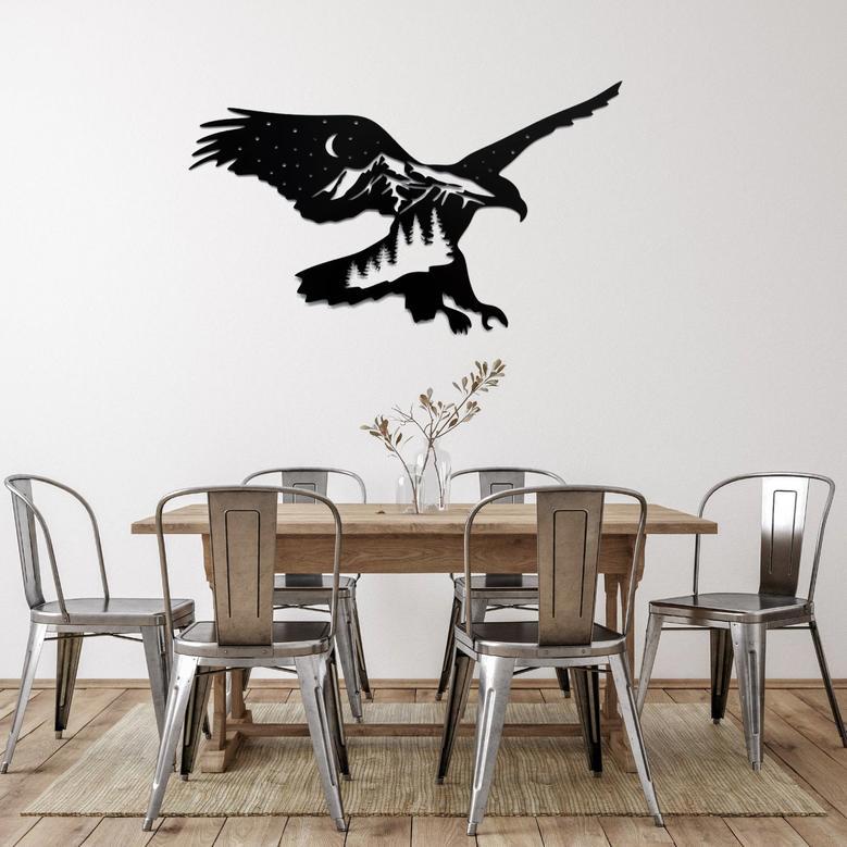 Rustic Metal Wall Art of Mountain Eagle | Nature-Inspired Home Decor