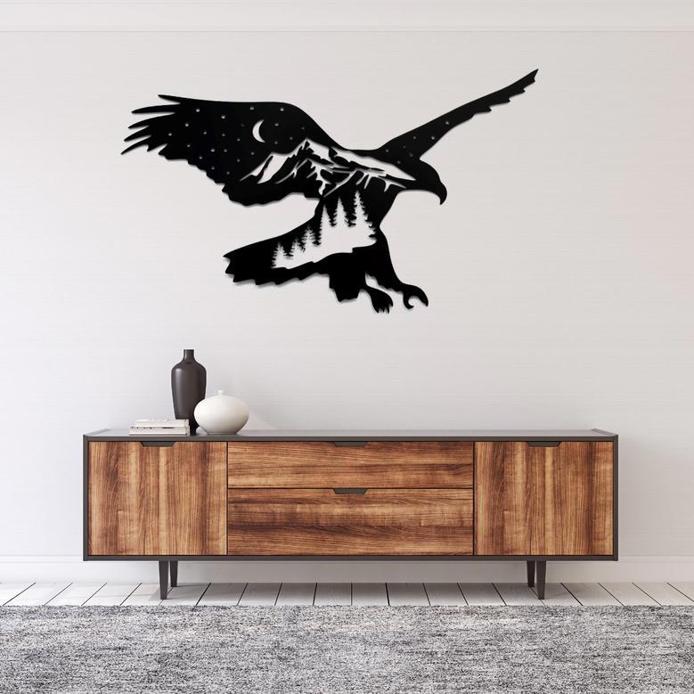 Rustic Metal Wall Art of Mountain Eagle | Nature-Inspired Home Decor