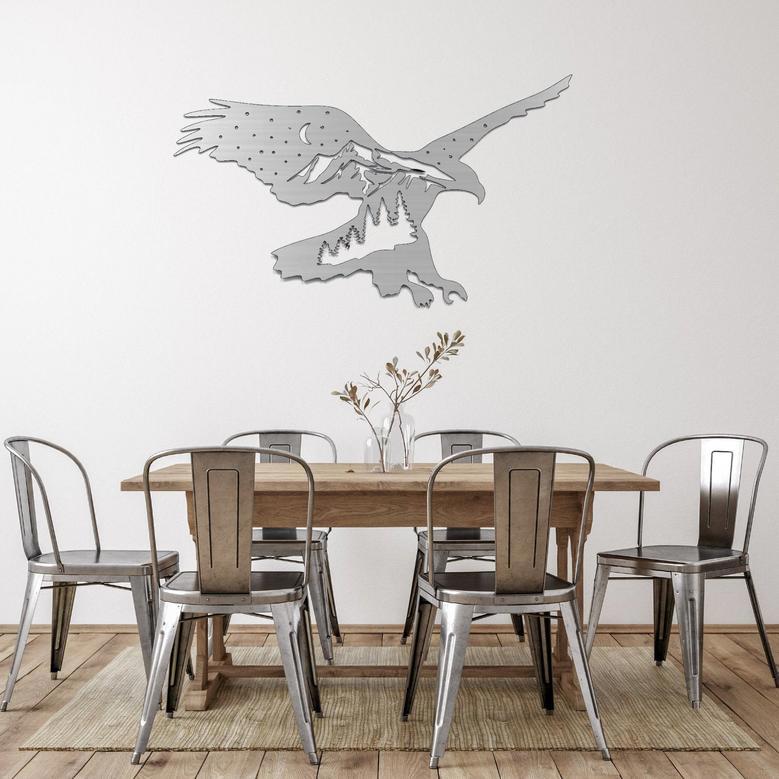 Rustic Metal Wall Art of Mountain Eagle | Nature-Inspired Home Decor